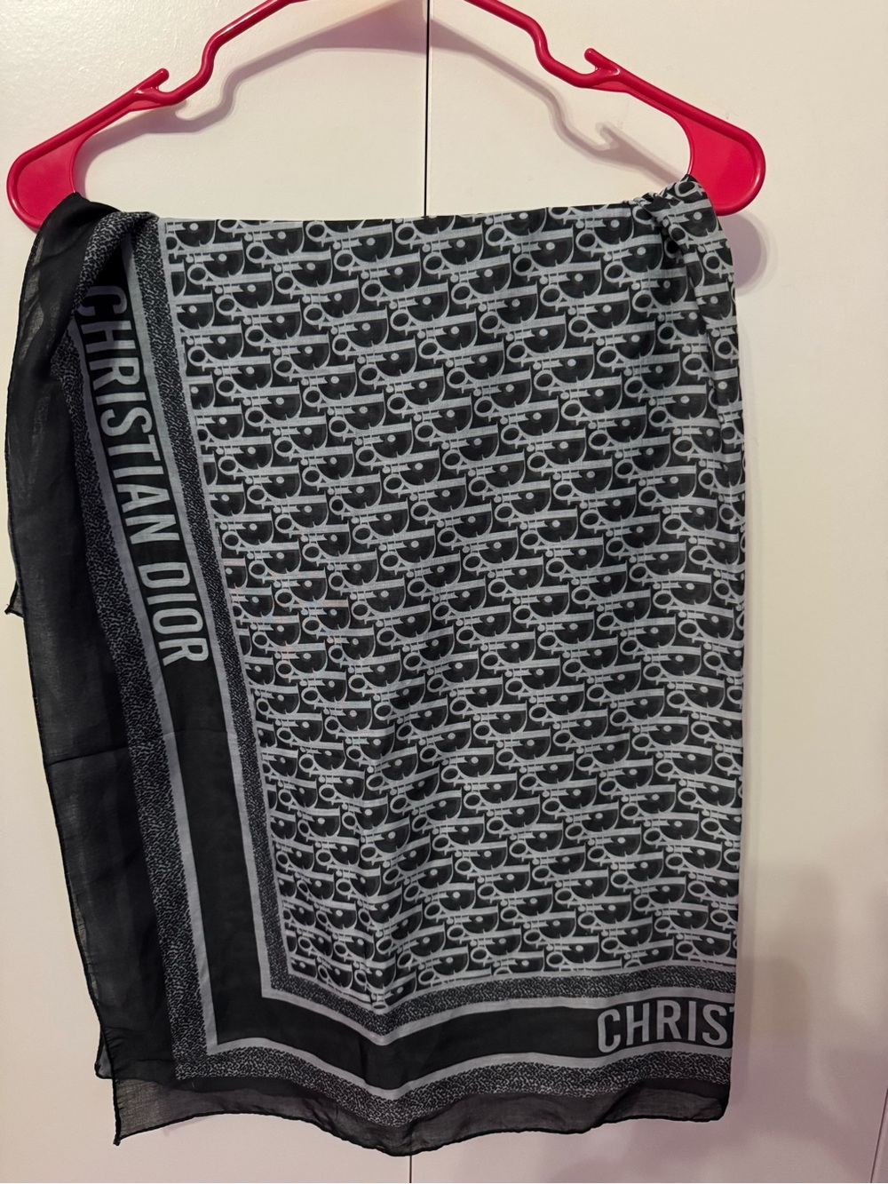Dior Black and White Logo cotton Scarf